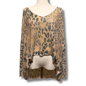 NWT POL Size S / 2X Leopard Print Sweater – Slouchy Boho, Sexy Tie Back, Cozy